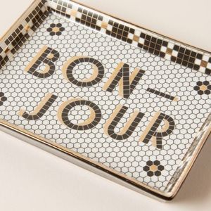 Anthropologie Bistro Tile BONJOUR Vanity Tray NWT